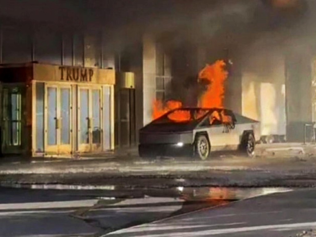 Exploding Tesla Tesla explode em frente a hotel de Trump - Planeta Água